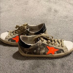 Golden Goose Camouflage Sneakers with Gold Laces Authentic EU39 EUC